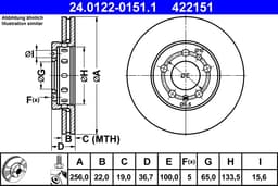 BREMSSCHEIBE FÜR VW POLO IV (9N , 9A ) - ATE 24.0122-0151.1 2